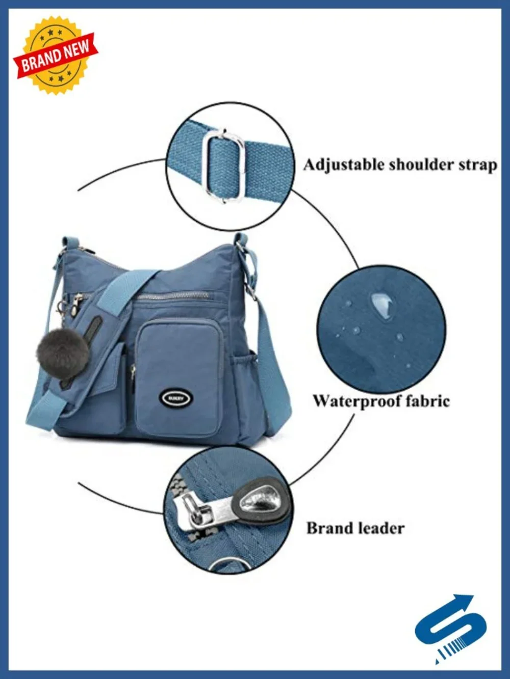 Waterproof Nylon Crossbody Bag with RFID Blocking, Anti Theft Travel Handbag
